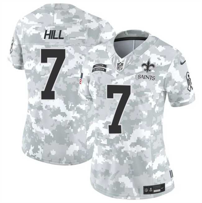 Women%27s New Orleans Saints #7 Taysom Hill 2024 F.U.S.E Arctic Camo Salute To Service Limited Stitched Jersey Dzhi